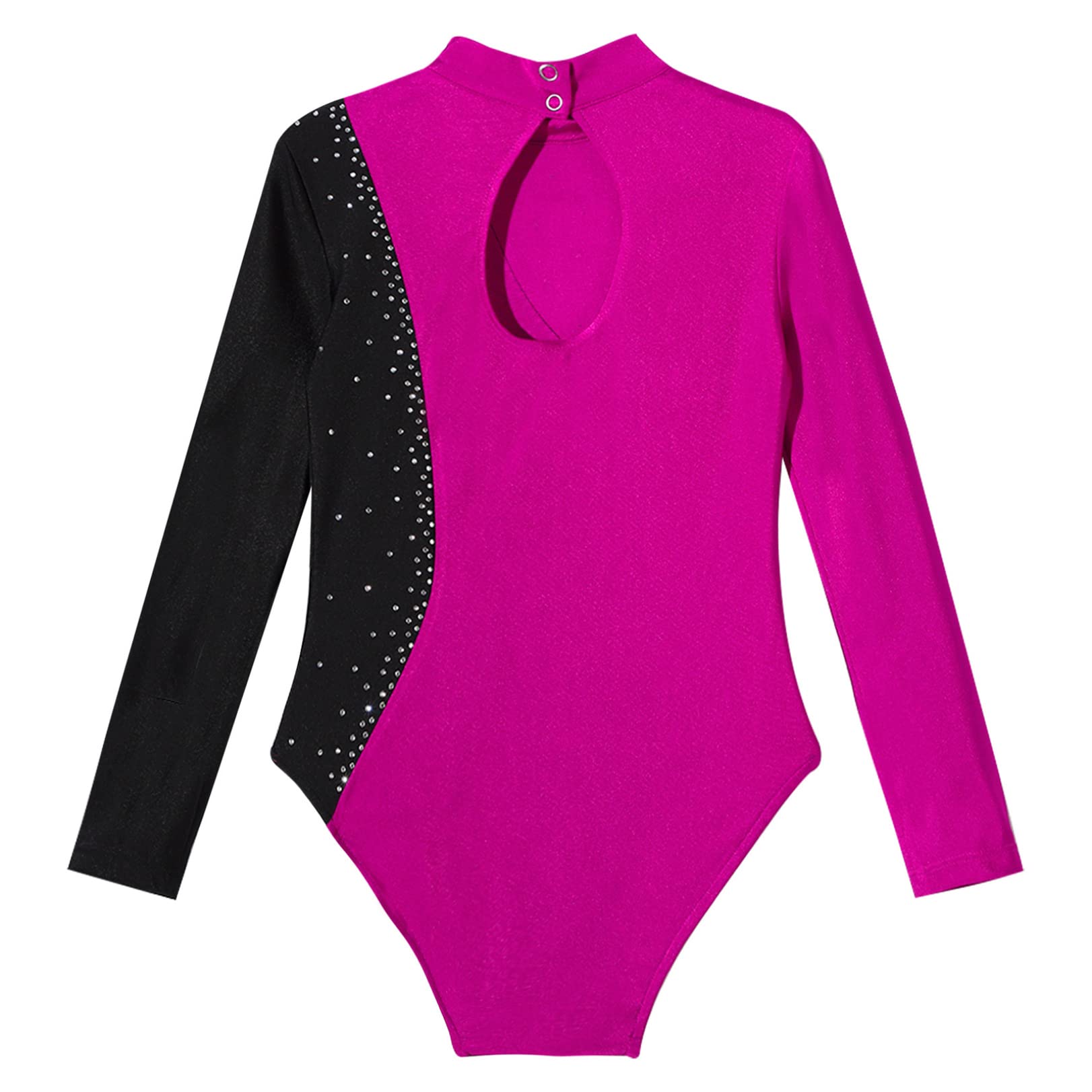 JEATHA Mädchen Glänzend Gymnastik Leotards Ballett Trikot Body Langarm Turnbody Tanz-Body Stehkragen Gymnastikbody Ballettbody Gymnastikanzug