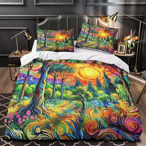 Housse de couette microfibre 220x240 paysage avec fermeture éclair