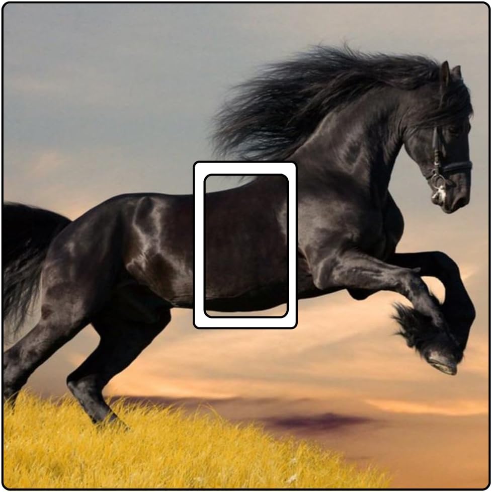 Black Horse Vinyl Light Switch Cover Sticker