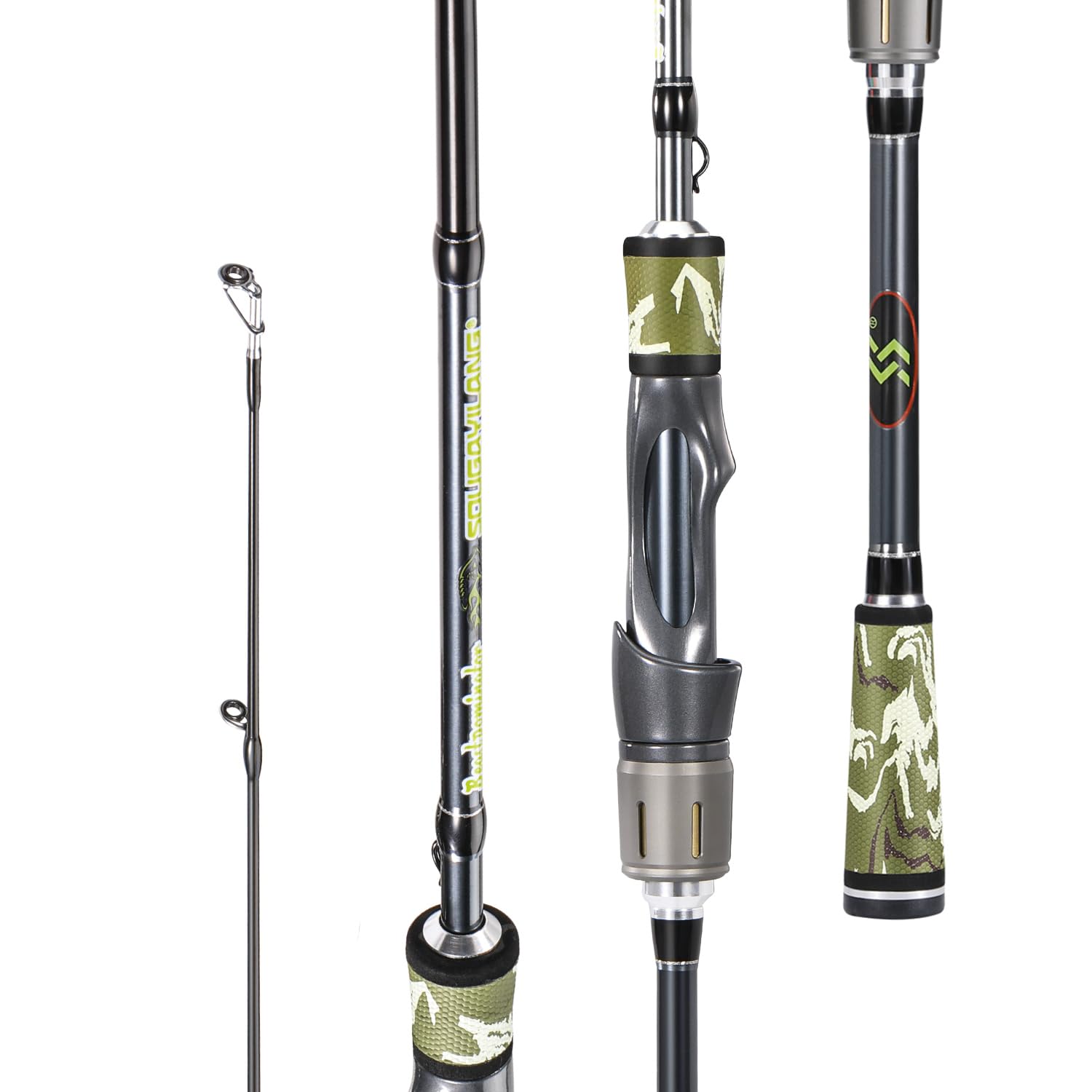 Sougayilang BD Fishing Rod - High Sensitivity 2 Piece Spinning and Baitcaster Fishing Rod with 30 Ton Carbon Fiber，Lightweight and Multiple & Portable for Bass, Trout, Walleye, Catfish