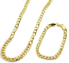 Cuban Men's Gold Necklace - Steel Choker Chain (Necklace + Bracelet)