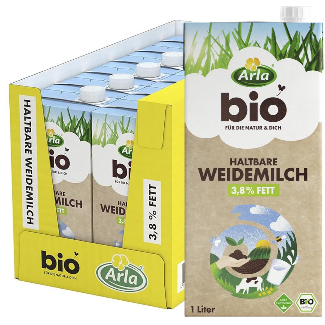 ALRALA Haltbare Weidemilch H-Milch fettarme milch% 3,8 Fett Haltbare Milch 1000 Mililiter, 12 er