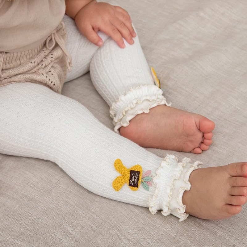 Pack of 5 Baby Girls Leggings Tights Ruffle Footless Pantyhose Toddler Cable Knit Cotton Long Pants Stockings
