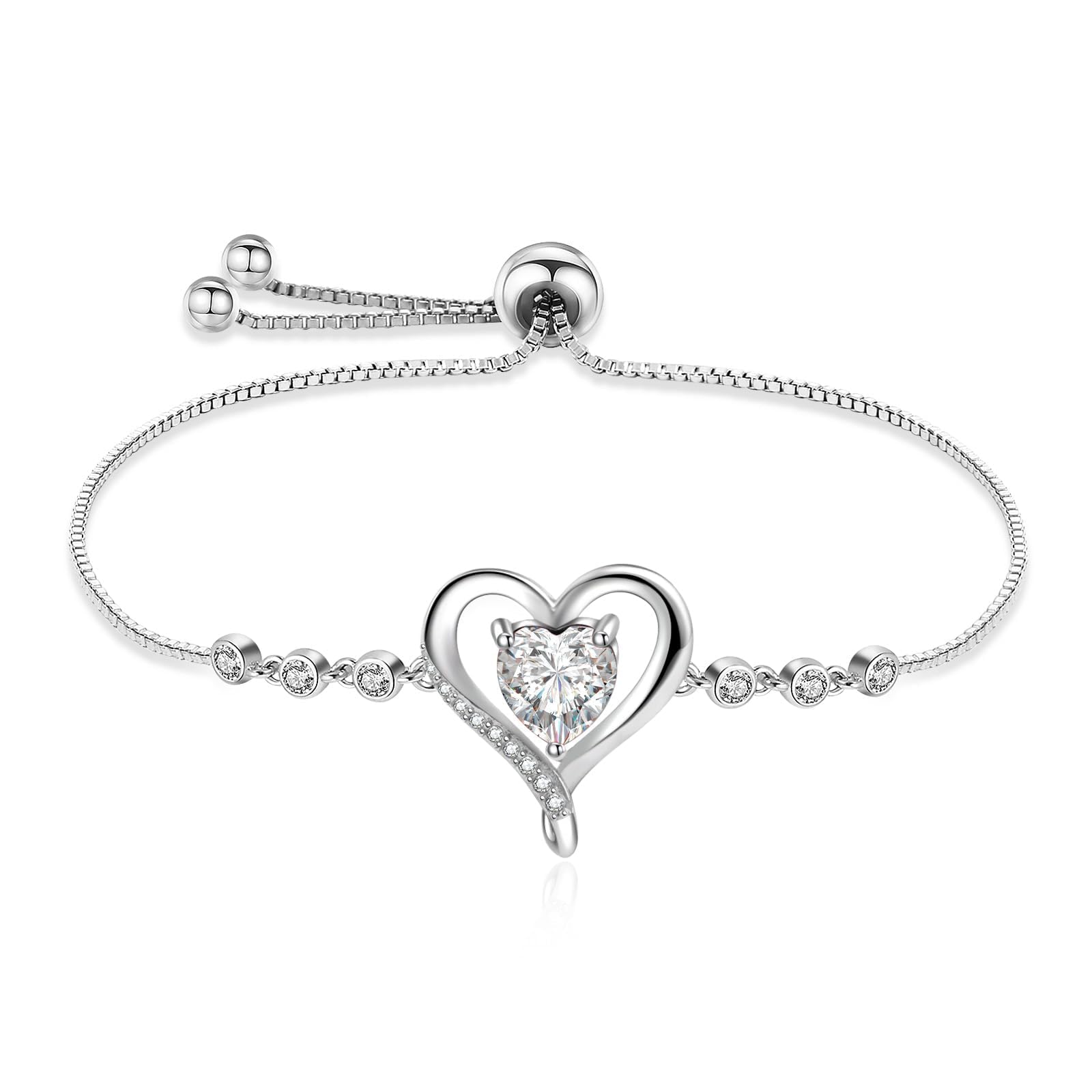 Cosie Lily Pulsera Mujer Plata de Ley 925 Infinito Amor Pulseras de Zirconia Cúbica Corazón Joyería Regalos Cumpleaño para Madre Novia Esposa