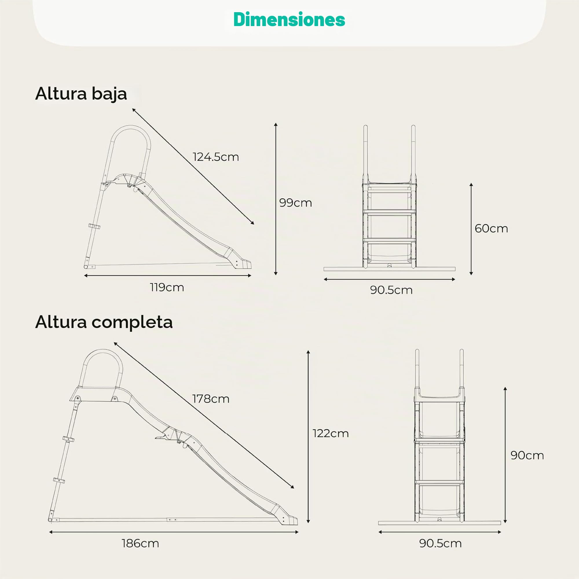TP Toys Tobogán cultivable de pequeño a alto – Tobogán expandible de 4 pies a 6 pies para niños de 18 meses a 10 años, diseño de plástico duradero y metal, fácil montaje para jugar en el jardín al