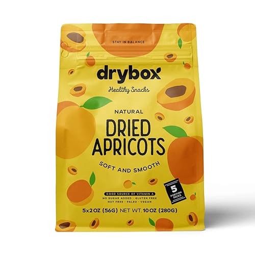 Miniatura 46 de Drybox Albaricoques turcos secos sin sulfuro, 12 paquetes de almuerzo, sin azúcar añadido, albaricoques secos orgánicos sin OMG para la escuela