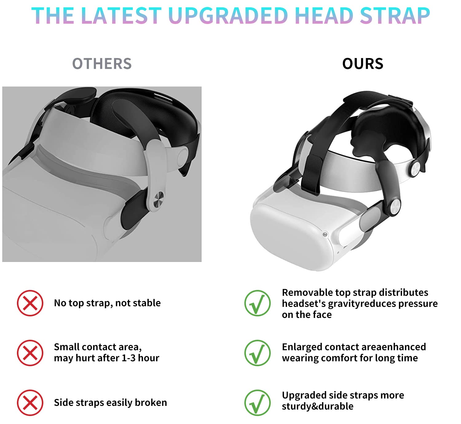 Oculus/Meta Quest için kafa bandı, 2 aksesuar Elite Strap