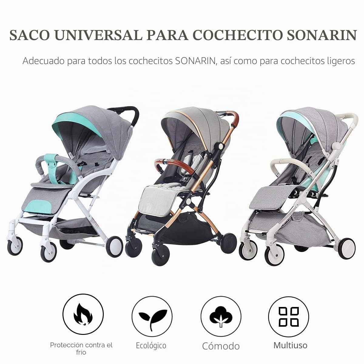 SONARIN Saco Silla de Paseo universal, Impermeable y a prueba de viento,Protección antideslizante,Cosy Toes, Forro Polar térmico Deluxe,para Sillas de paseo,Cochecito