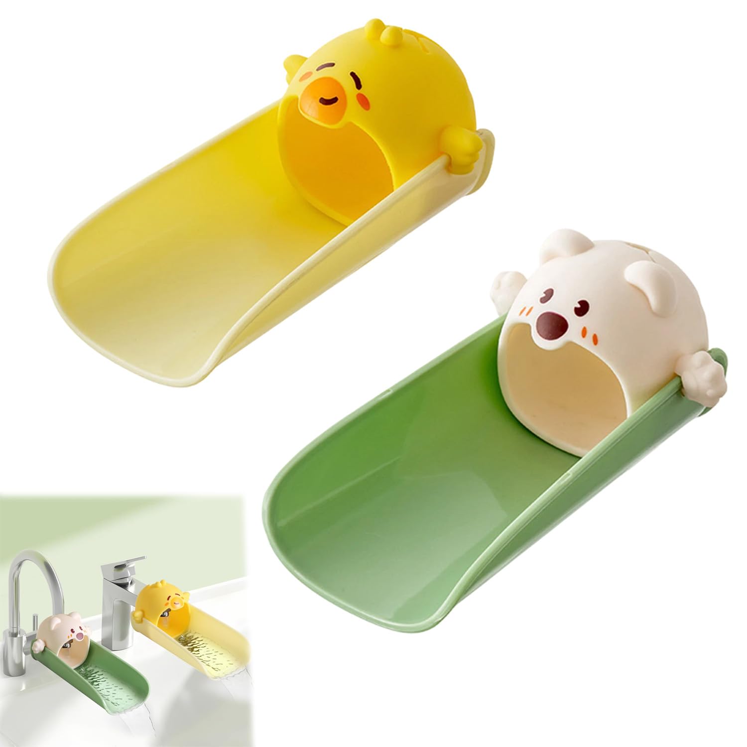 Lot de 2 housses de robinet de bain pour enfants, housse de robinet de bain pour bébé, protection durable pour robinet de bébé, motif dessin animé mignon s'adapte à la plupart des robinets de bain de