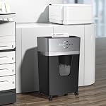 BONSEN 12-Sheet Micro Cut Paper Shredder for Home Office Use, High Security Level P-4 /55dB Ultra-Quiet/40-Minutes Shredding Shreds Credit Card/Staples, 5.3-Gallons Pullout Bin (S3106) | 40-Minutes Running Time, 55 dB Ultra-Quiet with Anti-Jam, Shred