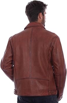 Scully Men's Rugged Lamb Zip-Front Lined Leather Jacket Rust