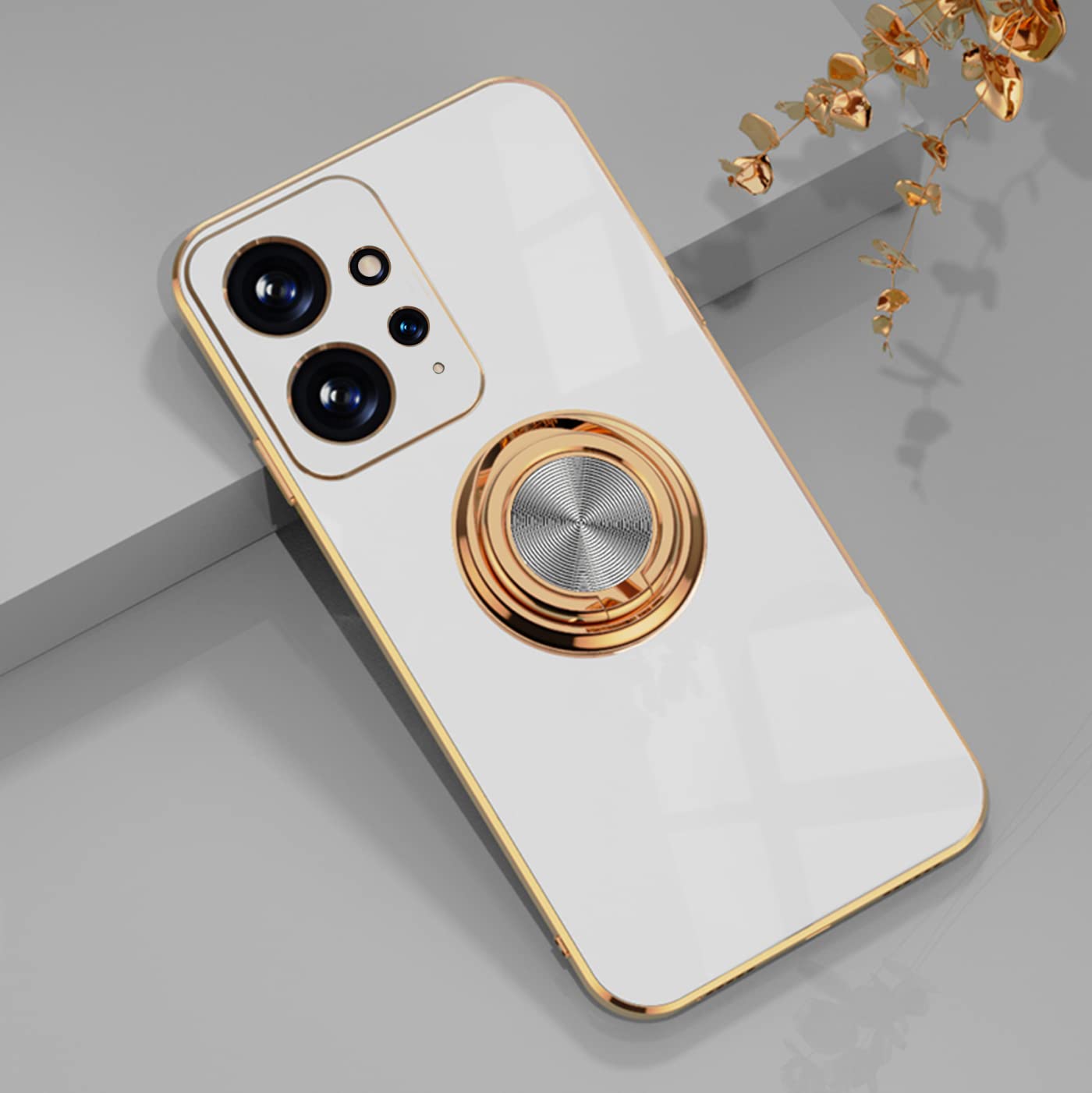 UPLAI Elegante Cover per Xiaomi Redmi Note 10 5G / Poco M3 Pro 5G, Ultra Sottile Premio TPU Antiurto Custodia Insieme a Anello Cavalletto, Moda Progettazione Galvanica Caso.Rosa
