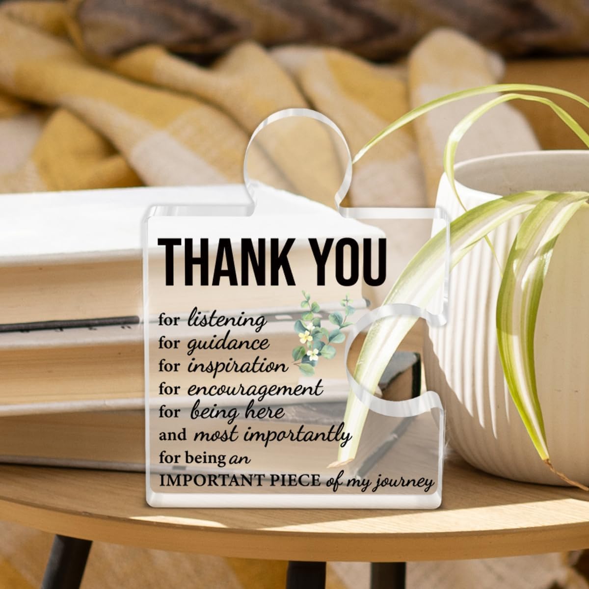 Thank You Gifts for Women Teacher Appreciation Gifts Thankful Signs Desk Decor for Coworkers Boss Lady Supervisor Principal Mentor Therapist Acrylic Puzzle Piece Plaque Office Decoration - Image 3