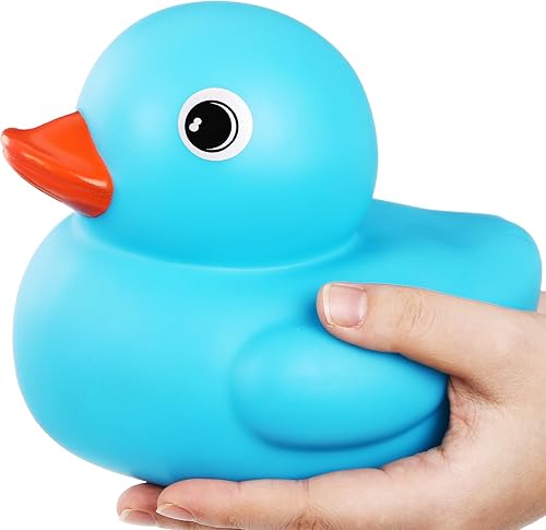 Pato gigante de goma con purpurina de 6.89 pulgadas, gran pato de goma con purpurina sólida, juguete de baño con sonido chirriante para baby shower,