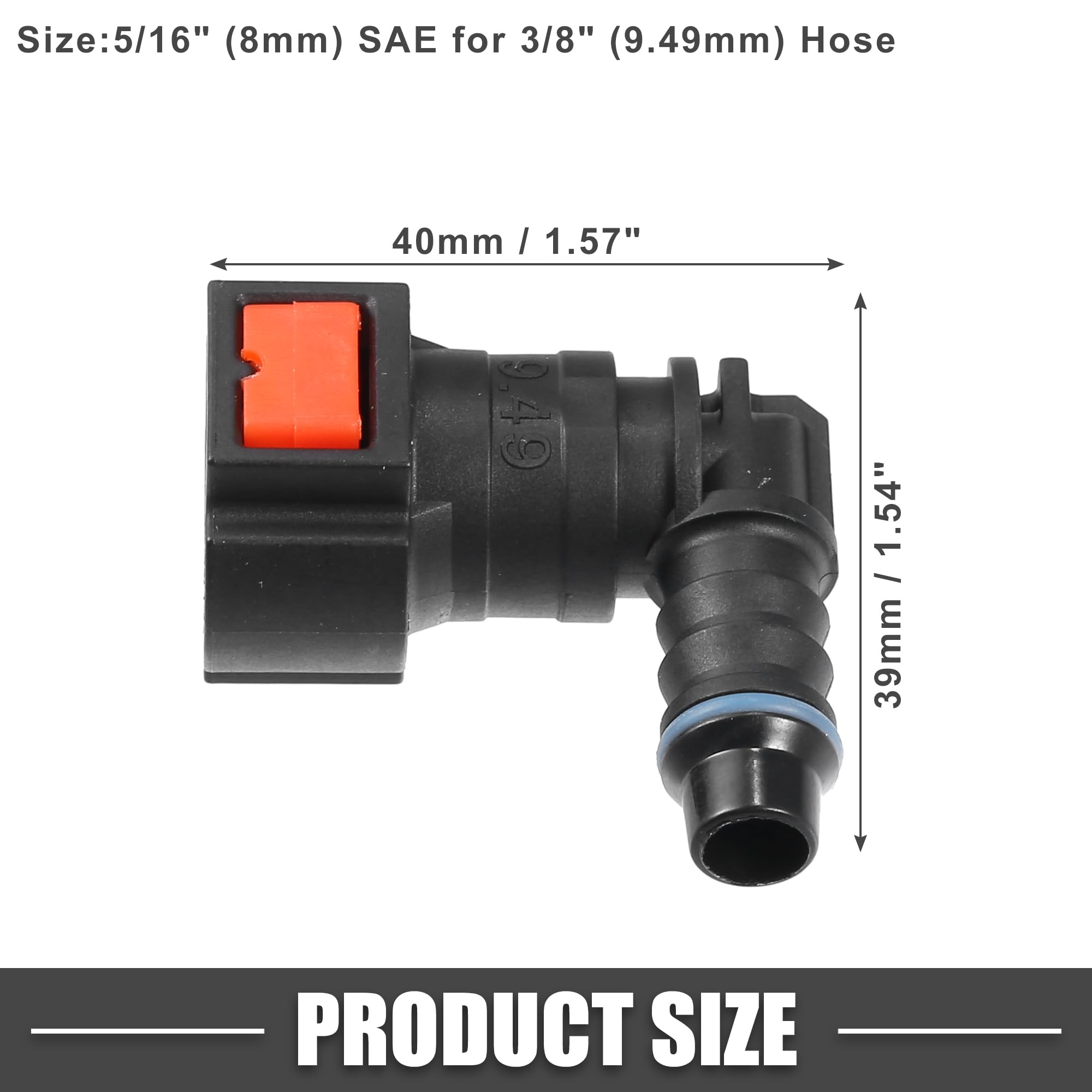 A ABSOPRO conector Rápido de Manguera de Línea de Combustible para Automóvil, 90 Grados, 3/8" (9.49Mm) Sae A 5/16" (8Mm), desconexión de Manguera de Plástico Rojo (Juego de 2)