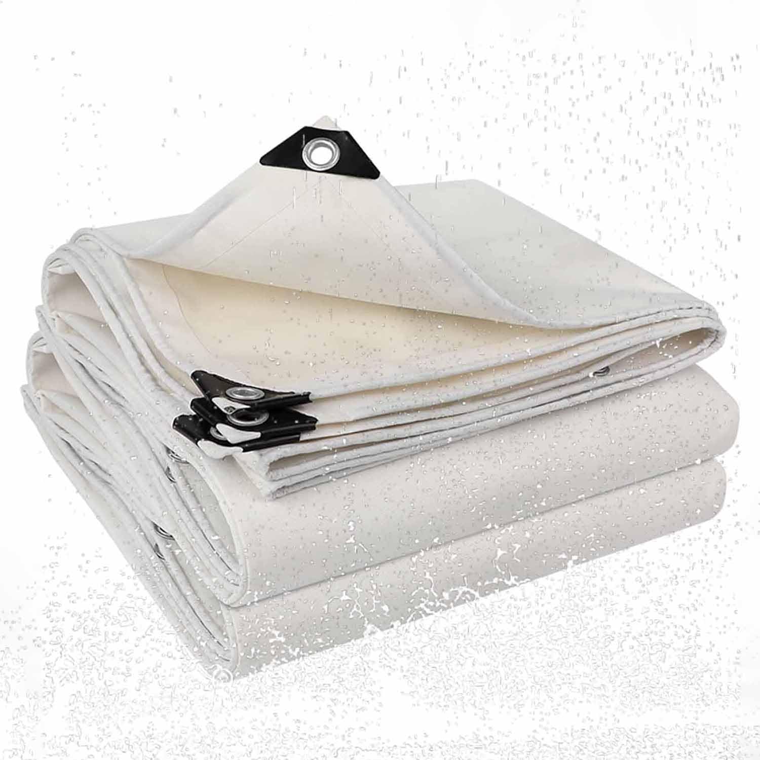 Ffsaacol Tarps Heavy Duty Waterproof, Water Proof Tarp For Outdoor, Polyethylene Tarpaulin with Grommets and Reinforced Edges for Storage Camping Boats White, 5x8m/16.4x26.2ft