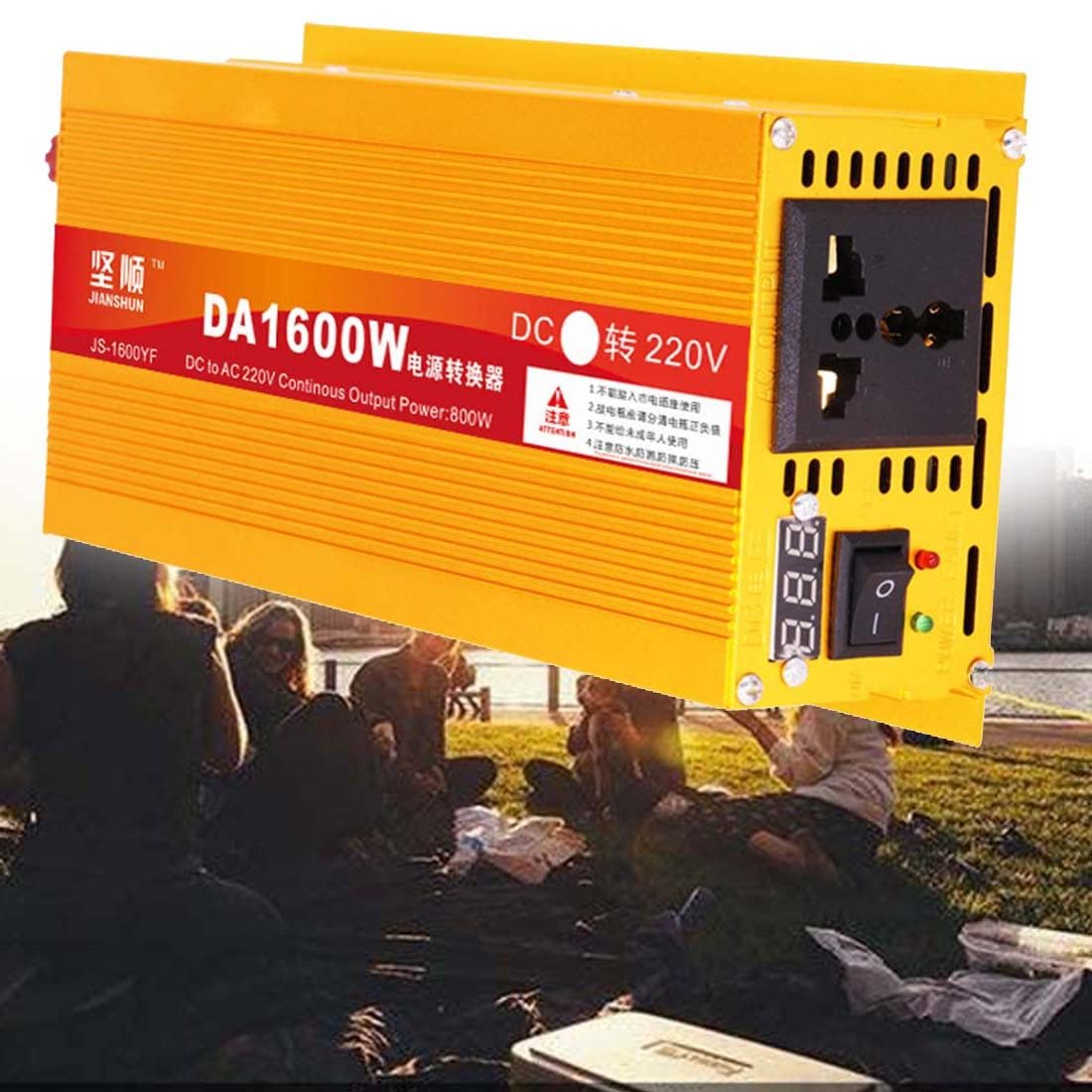 1600w 2200w Przetwornica NapięCia, 12v/24v/48v/60v Do 220v Przetwornica Czystej Fali Sinusoidalnej Do SamochodóW Kempingowych-Przetwornica NapięCia Samochodowego Dc Na Ac,1600W-12V