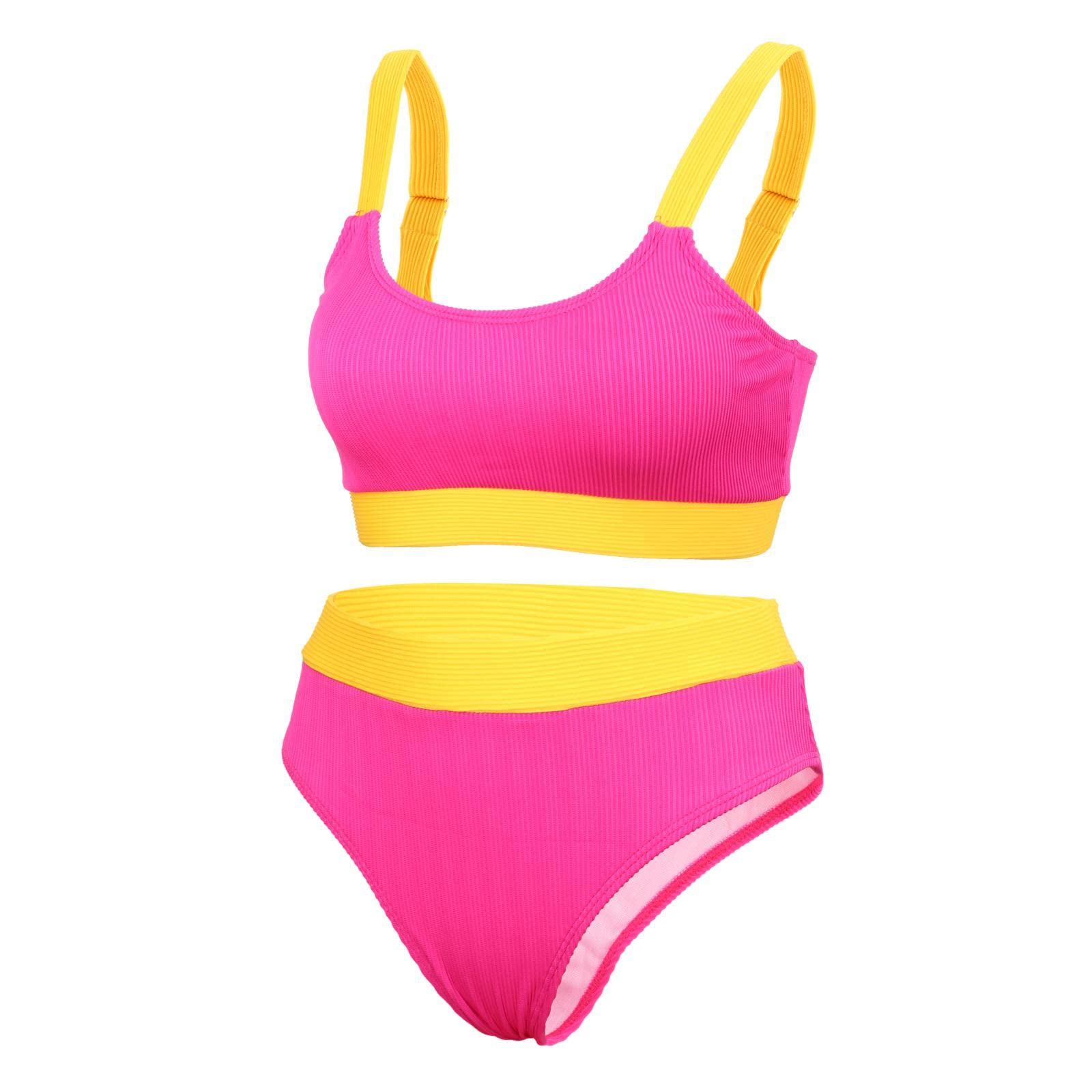 ™ Womens Swimwear Bikini Set Summer Beach Bathing Suit 2Pieces Bra rose red S | Womens Clothing-image-35