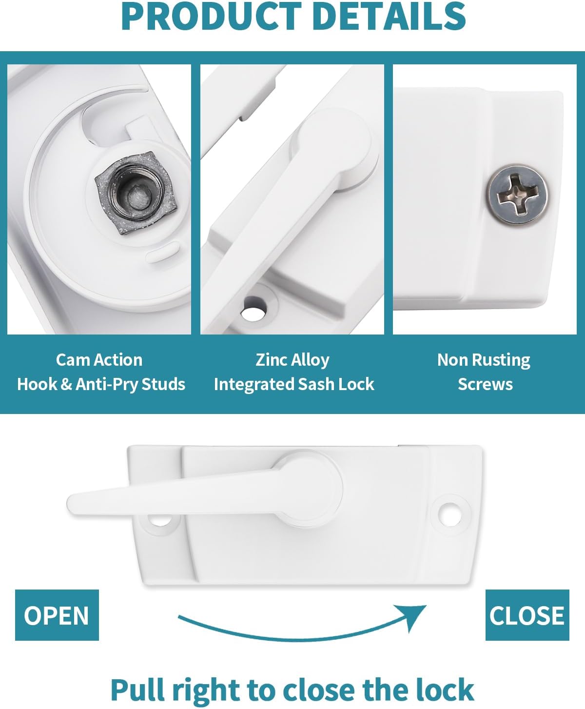Window Sash Locks, 2 PCS Window Latches Replacement, Window Locks for up and Down Windows, Replacement Window Locks for Vertical and Horizontal Sliding Windows