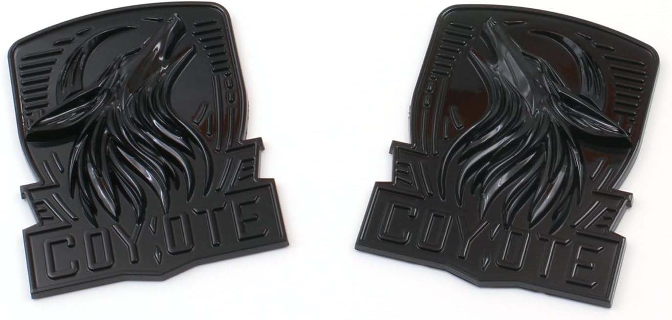 Pair Custom Dark Horse Style Coyote Emblems Door Left Right 3D Badge Compatible with 2011-2024+ Mustang F150,Universal Car Vehicle, Truck, Motorcycle (Black Red)