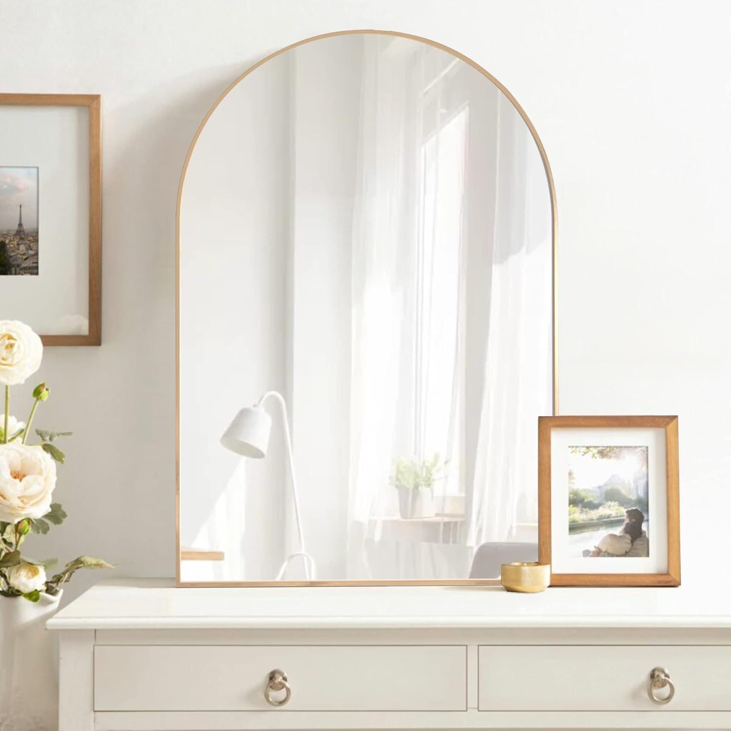 Heymirro Arched Bathroom Mirror 30 x 40 Inch Wall Mirrors