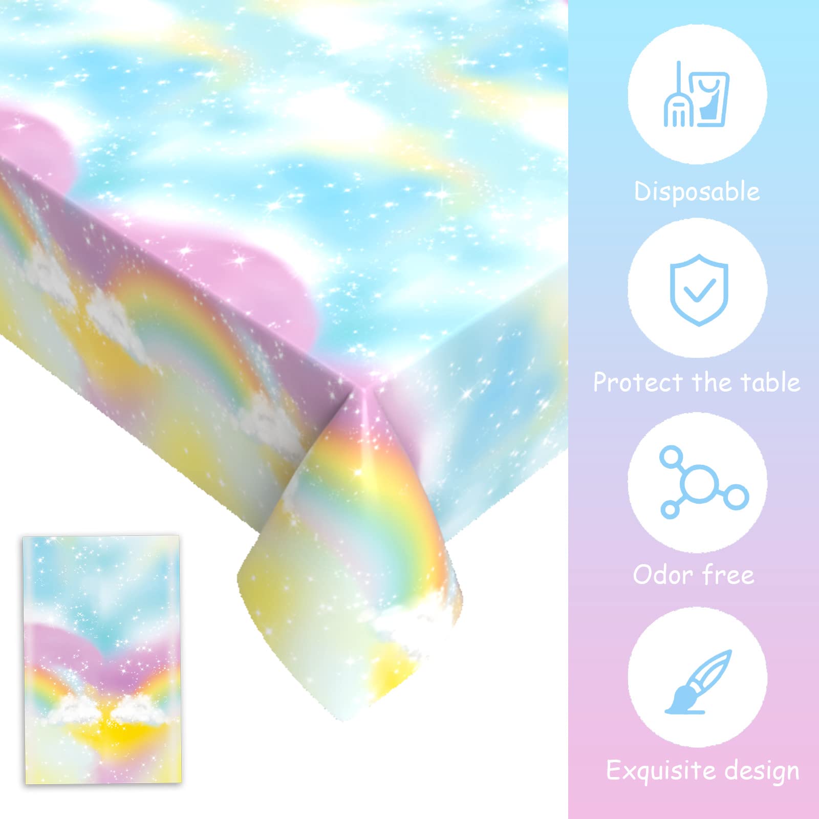 GRESATEK 2 tovaglie arcobaleno per feste, in oro rosa, impermeabile, in plastica, con stelle, diamanti, compleanni, feste, decorazioni per ragazze, donne, compleanni, feste, 137 x 274 cm