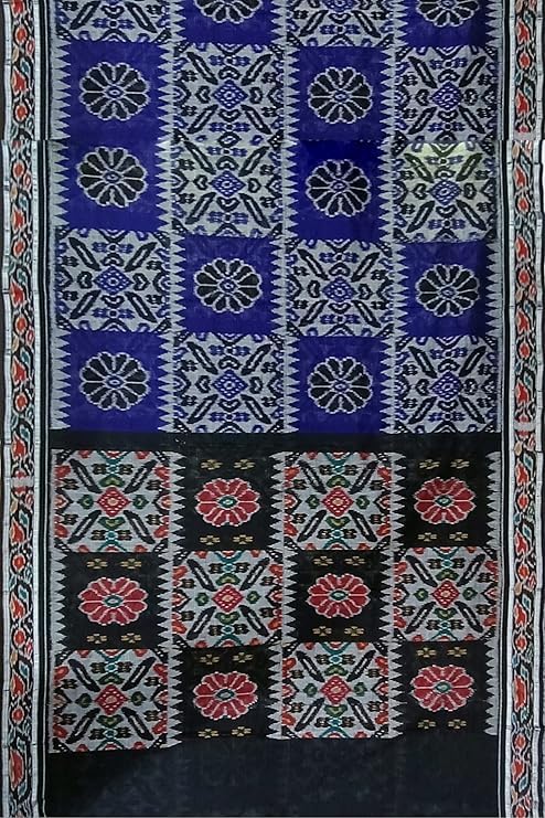 Image of Ikat Women's Cotton Saree, Handmade Pure Cotton Khandua Saree, Ikkat Orissa Traditional Handloom Saree without Blouse
