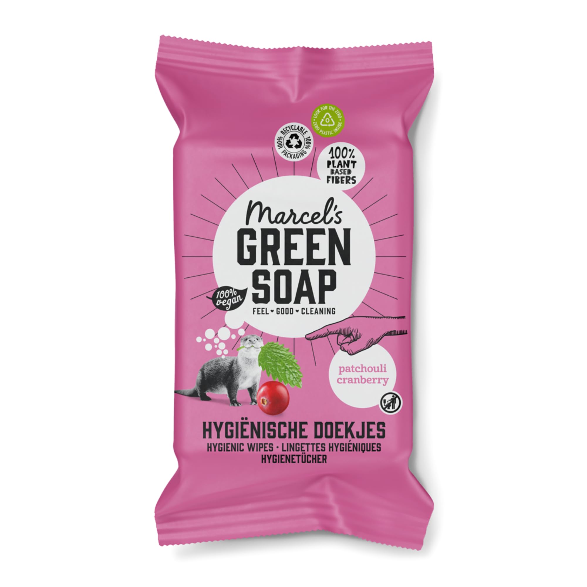 Marcel's Green Soap - Hygienic Moist Cleaning Wipes - Patchouli & Cranberry - Plant Based - Surface Wipes - Pack of 60