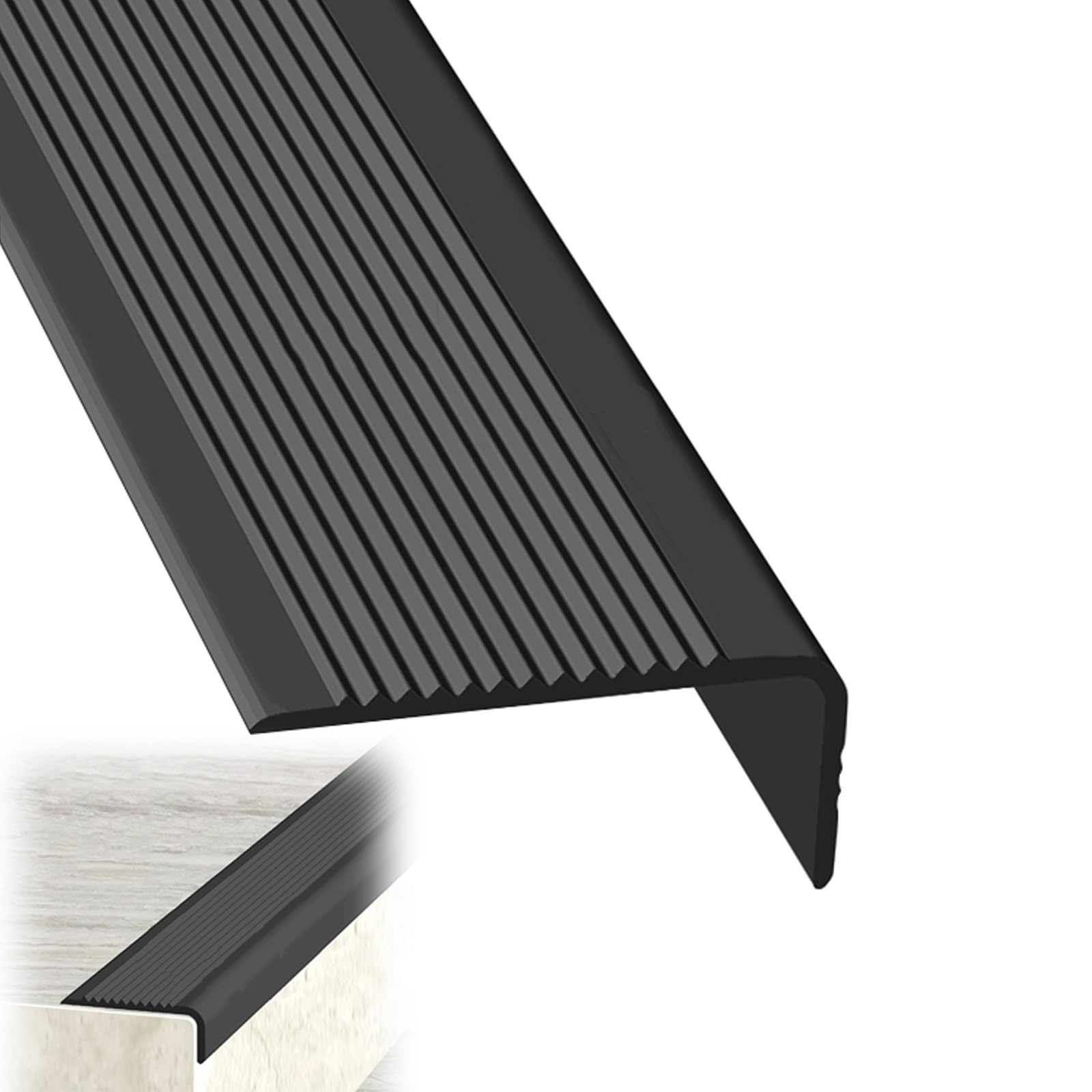 Perfil de Vinilo para escaleras, Cinta Antideslizante para peldaños de escaleras Exteriores, moldura de Borde, Tira Protectora de Esquinas de Seguridad, Tiras Protectoras para escaleras y pi