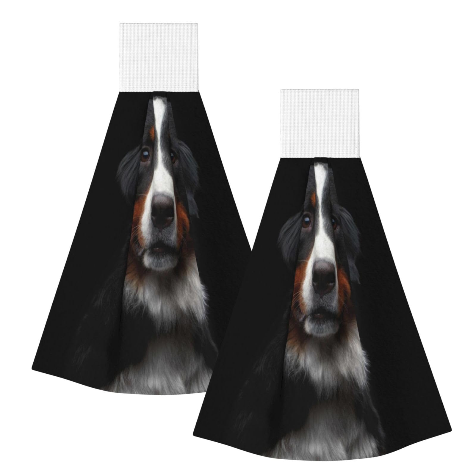 DOPKLNA Bernese Mountain Dog, 2 Pcs Hanging Coral Fiber Hand Towels for Bathroom, Absorbent Kitchen Towels