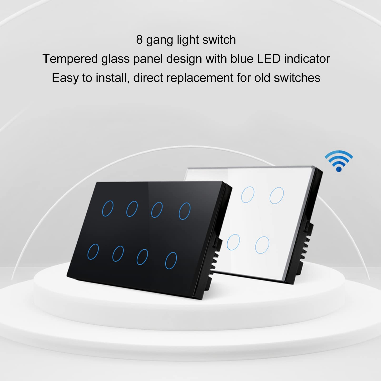 Walfront Interruptor de Luz Táctil, Panel de Interruptor de Pared Inalámbrico WiFi Inteligente con Control de Teléfono Móvil y Temporizador para AC100-240V de Aplicación Smart Life