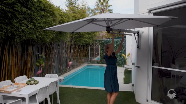 REZVANI FURNITURE STUDIO ShadowSpec Retreat Patio Umbrella, Large 9FT Hexagon Wall Mount Umbrella for Balcony, Apartments, And Outdoor Patio (Custom Colors) : Patio, Lawn & Garden