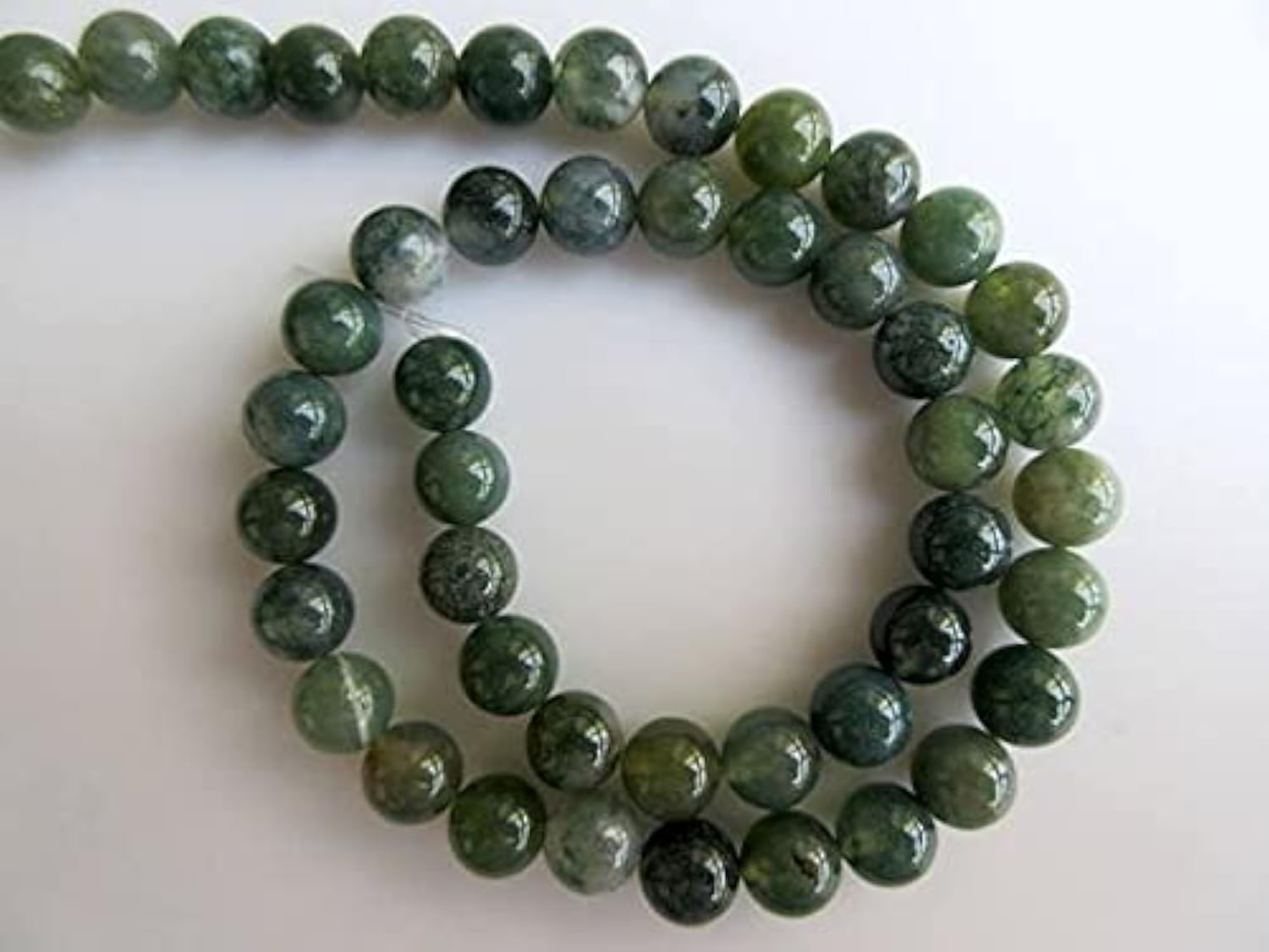 Perles agate mousse grand trou pour enfiler facilement vos fils épais