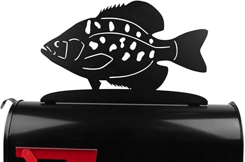 Miniatura 1 de Hobby, Recreation and Career Style Metal Powder Coated Mailbox Topper (Crappie Fish, Matte Black)
