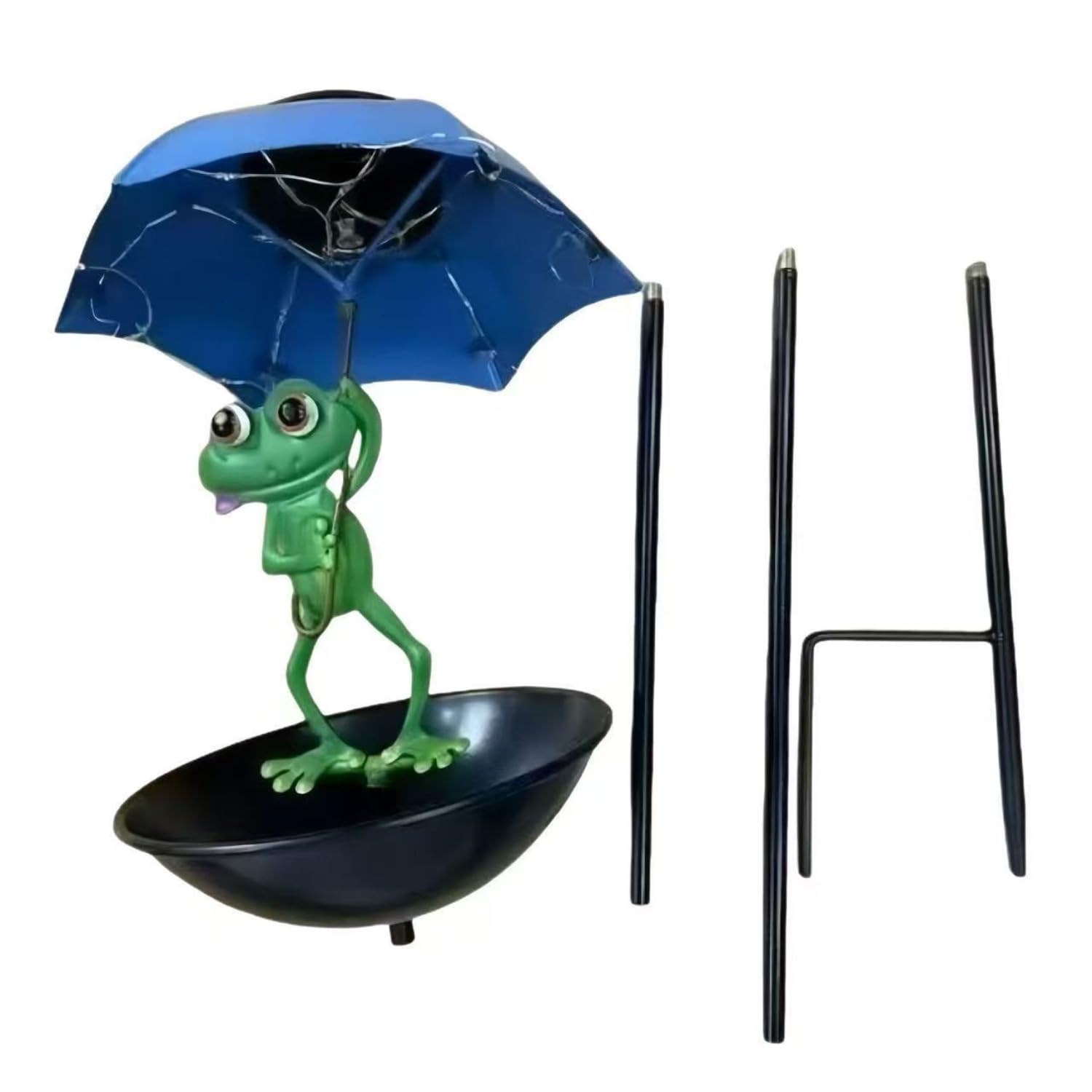 Mangiatoia per uccelli a energia solare con luci a LED, statua decorativa da giardino per esterni, mangiatoia per uccelli selvatici da appendere, in metallo, per cortile, prato, patio, impermeabile