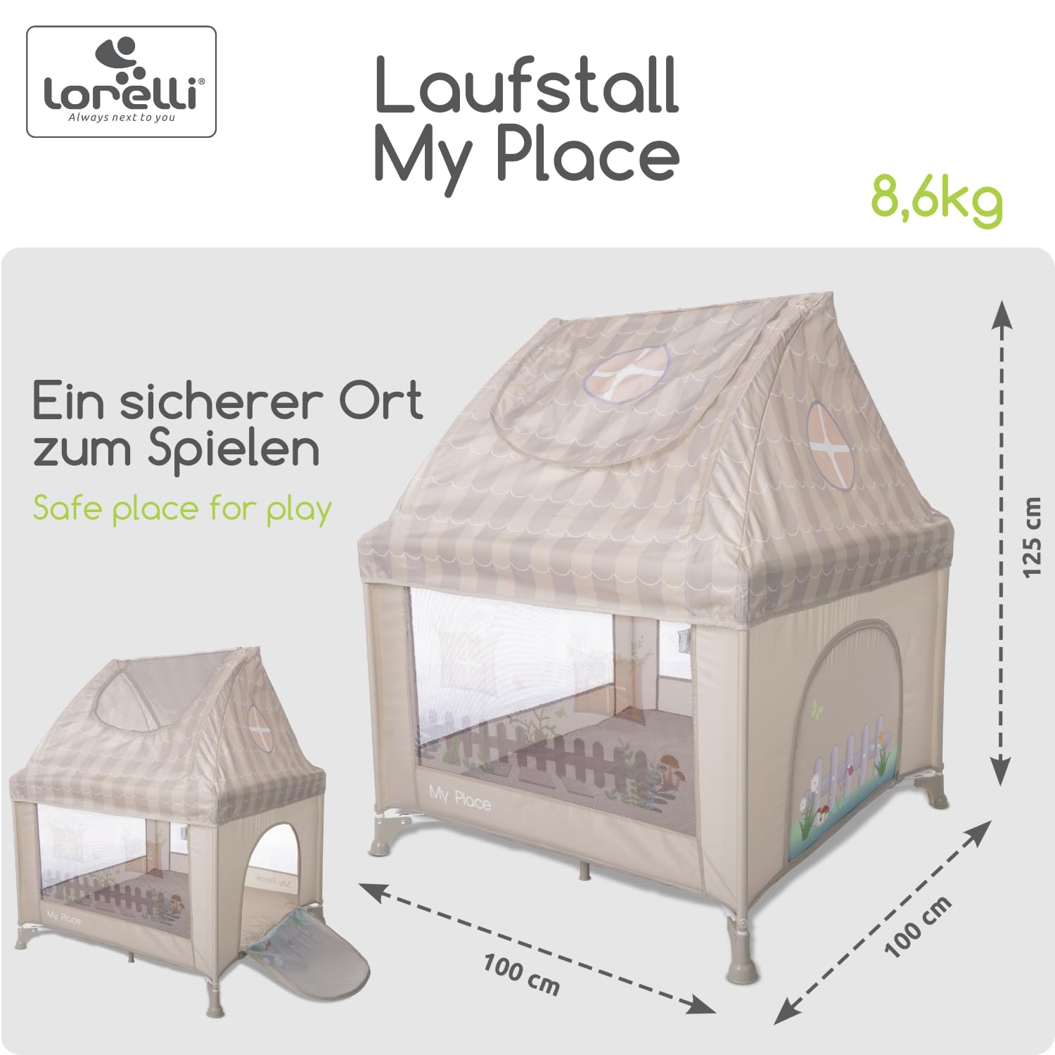 Lorelli Playground My Place kojec dla niemowląt, beżowy