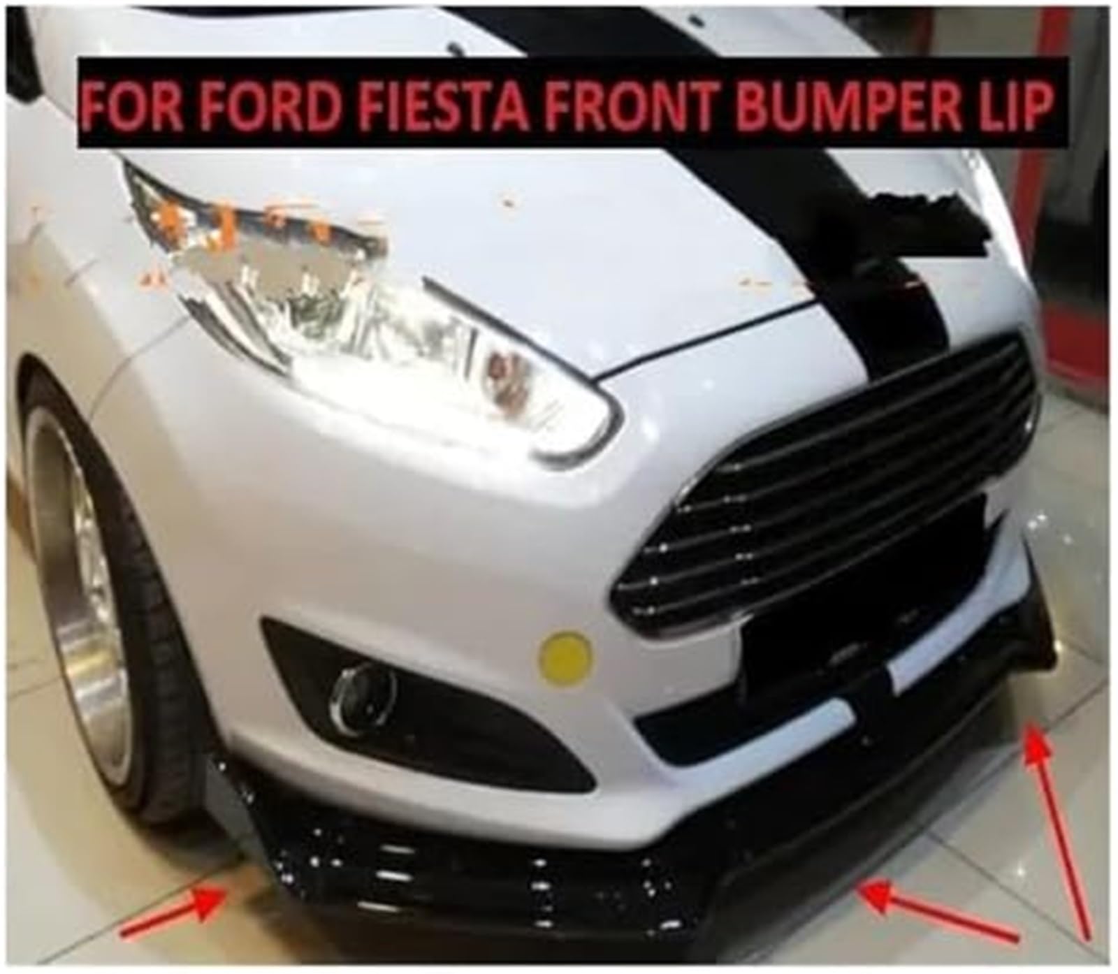Splitter, do Fiesty, przedni zderzak Lip Body Kit Spoiler Splitter Dyfuzor Lip 3 sztuki ABS ABS Uniwersalny Lip Splitter Spoiler Splitter
