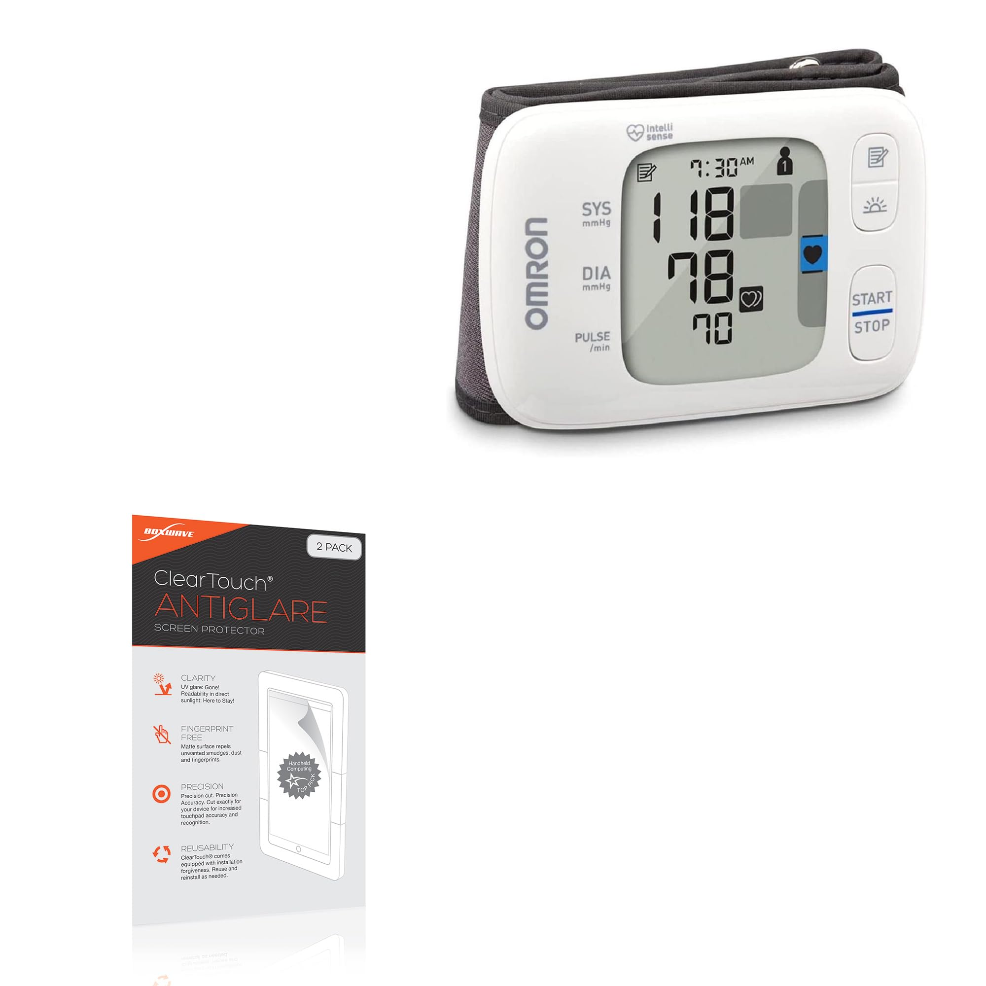 BoxWave Screen Protector Compatible with Omron BP4350 - ClearTouch Anti-Glare (2-Pack), Anti-Fingerprint Matte Film Skin