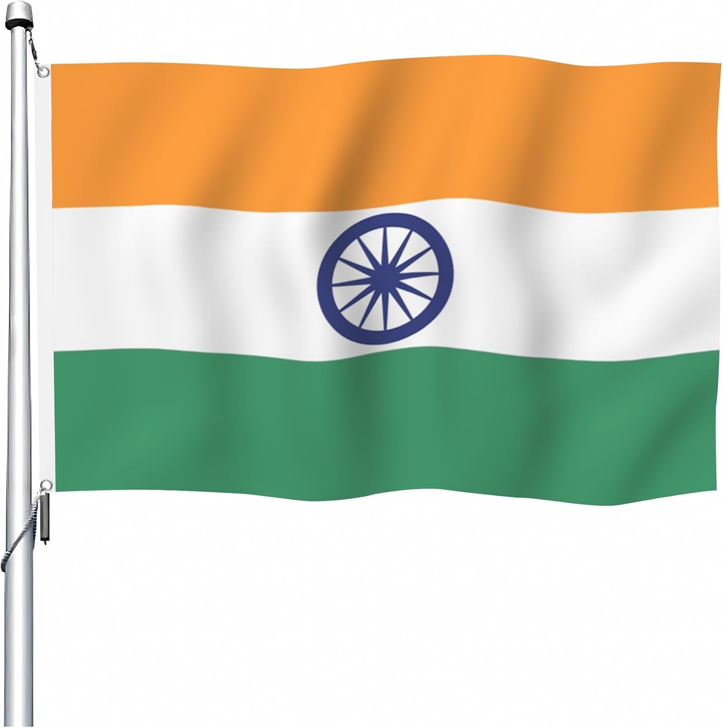 YongFoto India Flag 4x6ft Double Sided Vibrant Colors Indian Flags for Outdoors Celebrations Home Garden Porch Decoration National Flags with 2 Sturdy Grommets Machine Stitched 100% Polyester