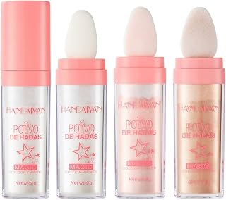 3 Pack Polvo De Hadas Fairy Highlighter Patting Powder Face Body Glitter Shimmer Brightens Blusher Waterproof Smooth Highlighter Festival Party Makeup (Set A)