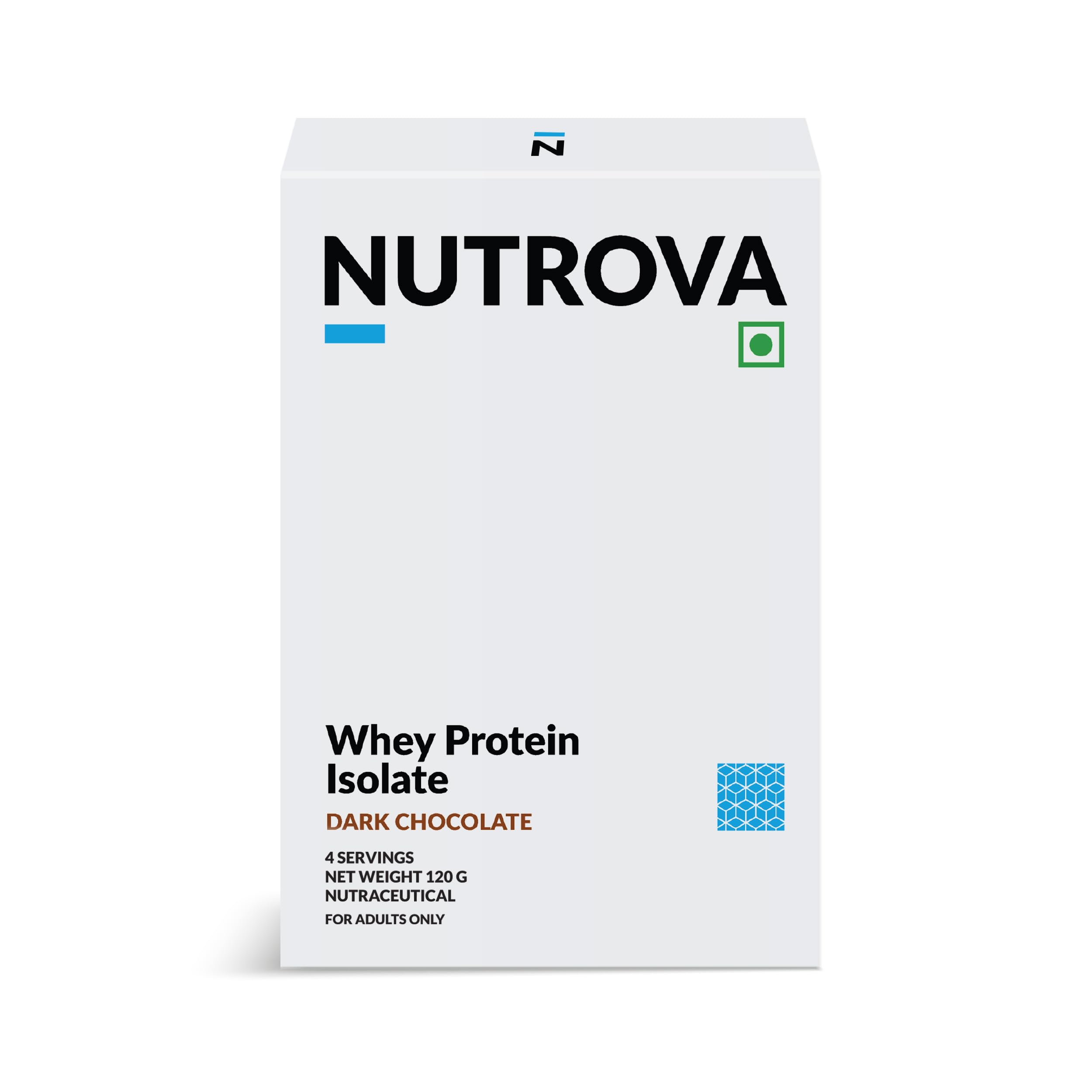 Nutrova Whey Protein Isolate Dark Chocolate 120g | 24g Protein per Serving | 5.5g BCAAs | Low Lactose, Easy to Digest | Supports Muscle Recovery | 4 Sachets.