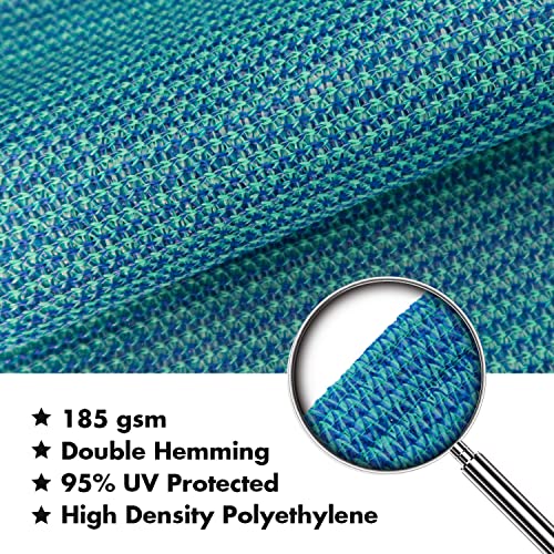 Image of KANAGAWA 21'X22' Sun Shade Sail Turquoise Mix Curved Rectangle Customizable