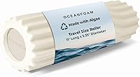 Oceanfoam Ripple Travel Foam Roller 11x3.35 Firm Mini High-Density Wave Textured for Deep Tissue Massage, Back Pain, PT, Yoga (Natural)