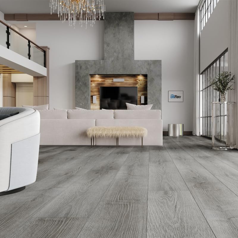 INMOZATA Self Adhesive PVC Wood Effect Floor Tiles,36Pcs 91.5×15.2cm 2mm Vinyl Flooring,0.07mm Wear Layer UV Coating,Peel & Stick DIY,5㎡ Coverage,Cool Grey Oak