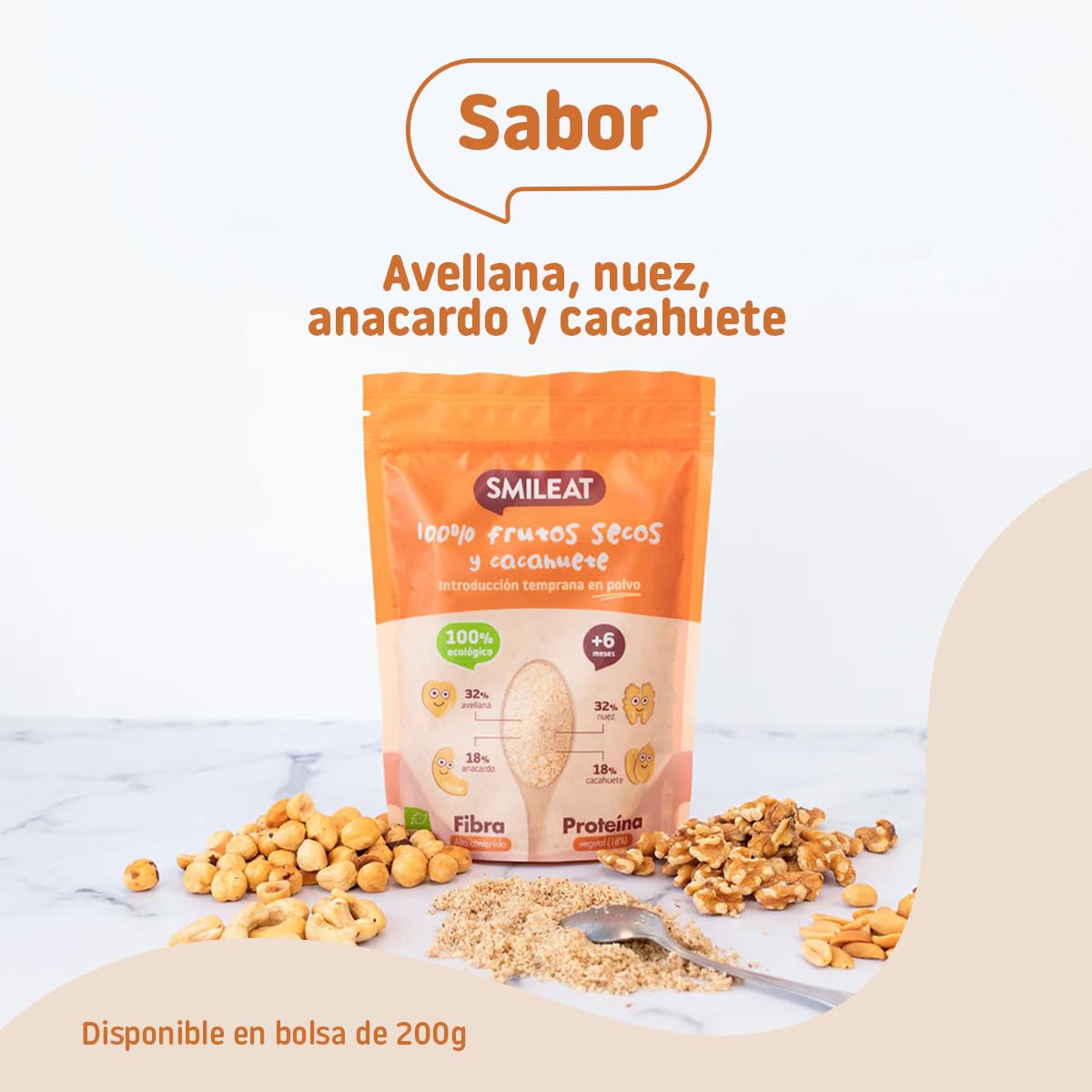 Noix et poudre d'arachide +6m 200 g de poudre