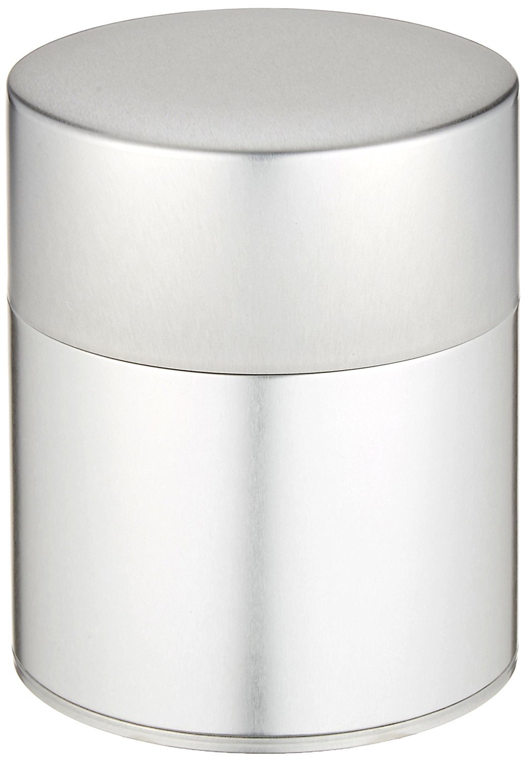 Kotodo Plain Flat Tin Tea Canister Silver Steel Inner Lid Made in Japan