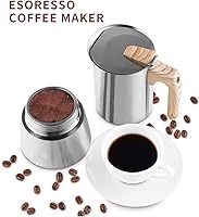 Vista 7 de Sivaphe - Cafetera espresso para estufa de acero inoxidable, capacidad de 9 tazas, olla moca de 450 ml, cafetera con filtro de acero y junta