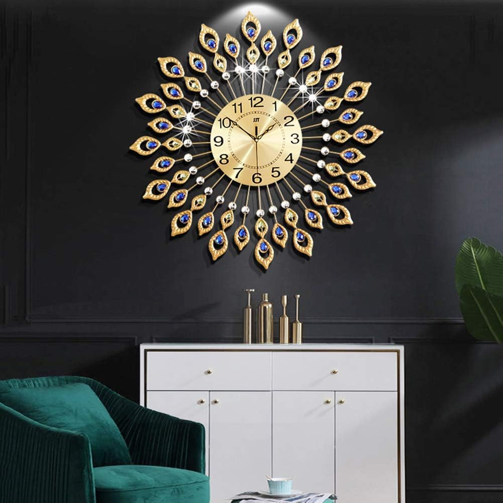 MYUYEE Large Wall Clock, Metal 3D Decorative Silent Clock for Living Room, Kitchen, Offi - Modern Design Wall Watch for Home Decoration,B (A)