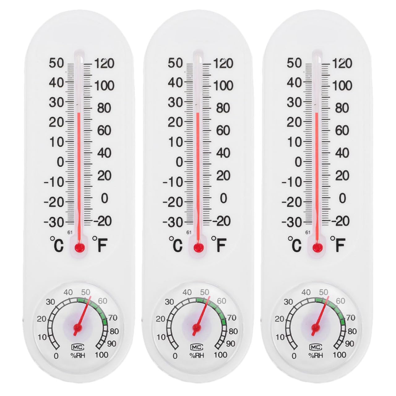 Garneck 3Pcs Hygrometer Thermometer with Hanging Design Plastic Weather Humidity Gauge for Greenhouse Garden Wall Mounted Temperature Monitor