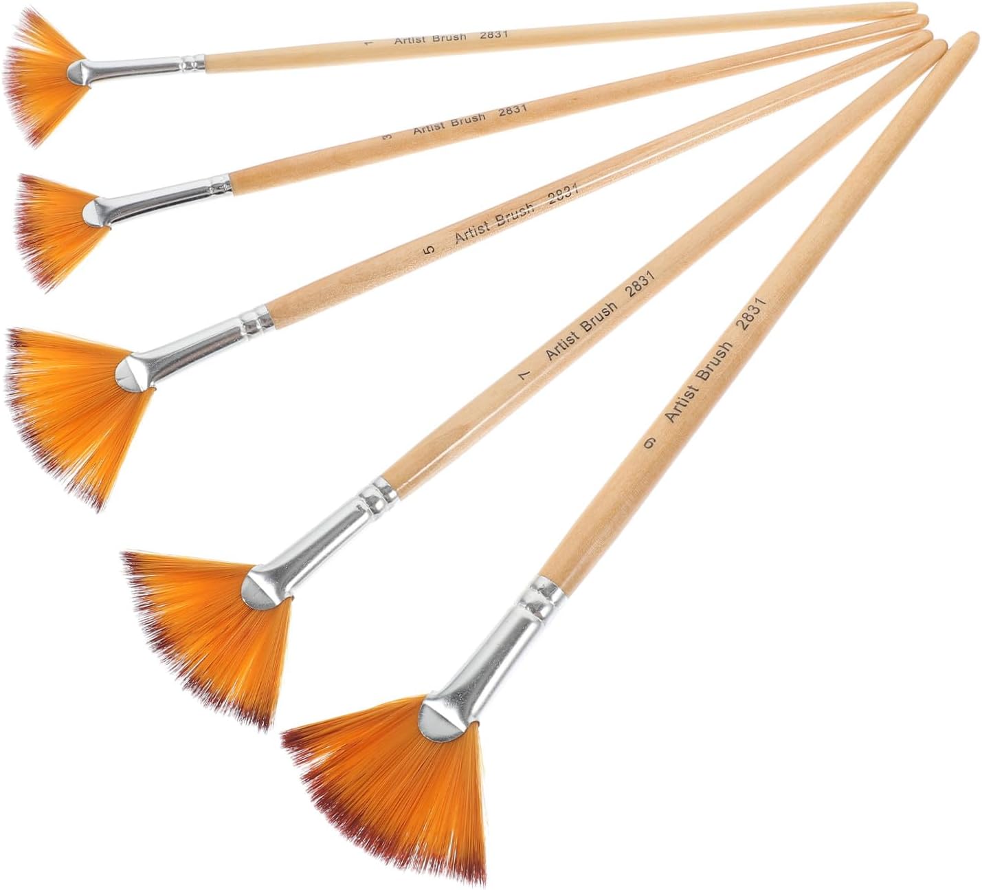 Veemoon 5pcs Professional Fan Paint Brushes for Watercolor and Oil Painting Ergonomic Design for Artists and Boys and Girls for Creative Drawing Activities